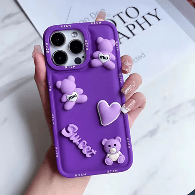 SROCK iPhone all model Back Case Cover for Girls | Cute Kitty Teddy Design | Partywear | Designer | Soft Back Case Cover